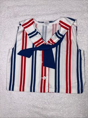 King Kole togs Miami Striped Red white blue Sailor Tie Tank button down size 4